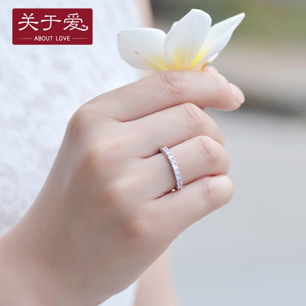 关于爱925银戒指女食指戒韩版潮人仿钻指环水钻女戒指佳