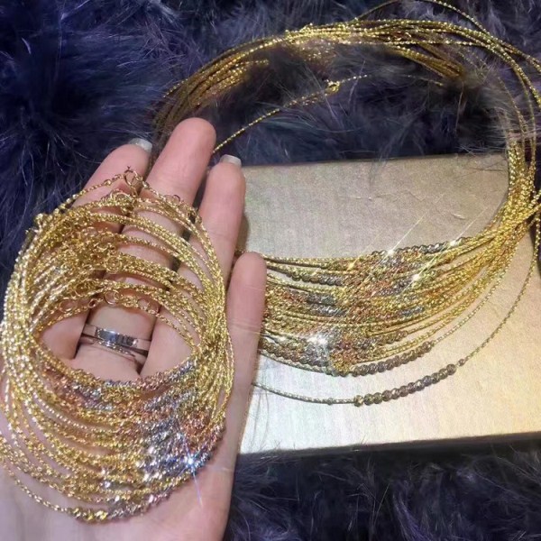 3D硬金 18k彩金珠手镯链项链 闪闪黄金项圈 生日礼物 一件代发